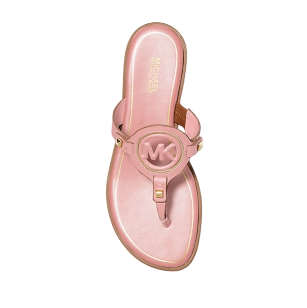 Michael Kors  Aubrey Cutout Leather T Strap Sandals